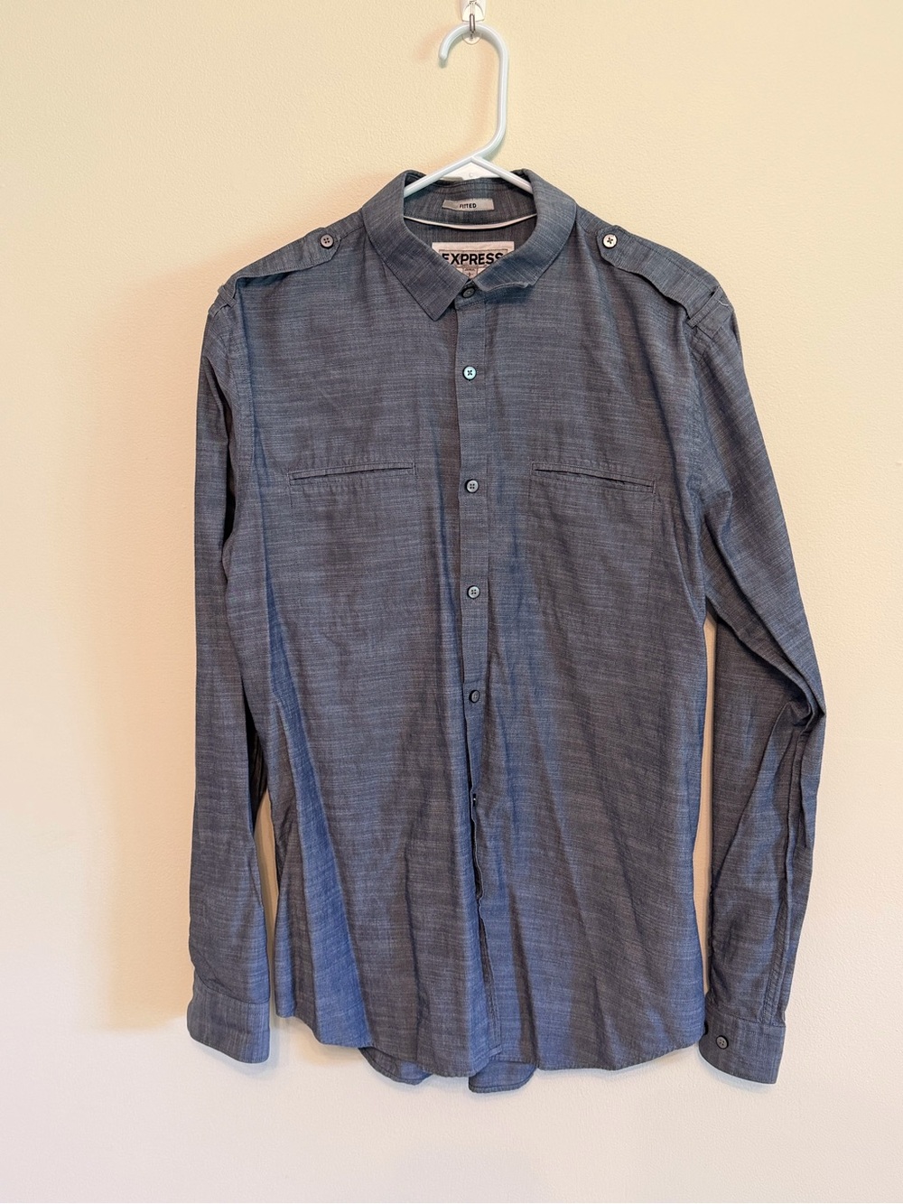 Express Men's Casual Button-Down Shirt in Charcoal